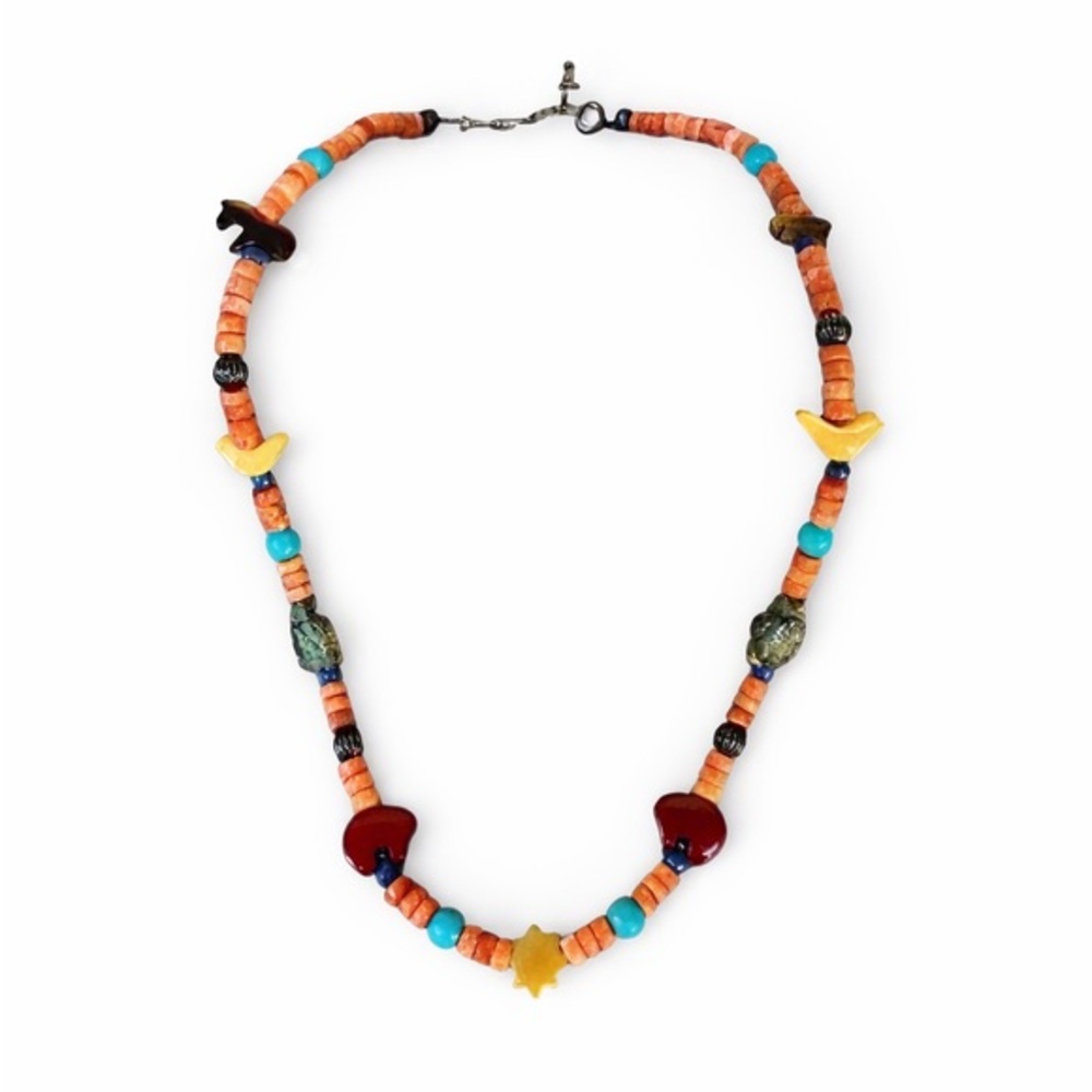 Carolyn Pollack Relios 925 Sterling Silver Fetish Necklace Turquoise Multi Stone